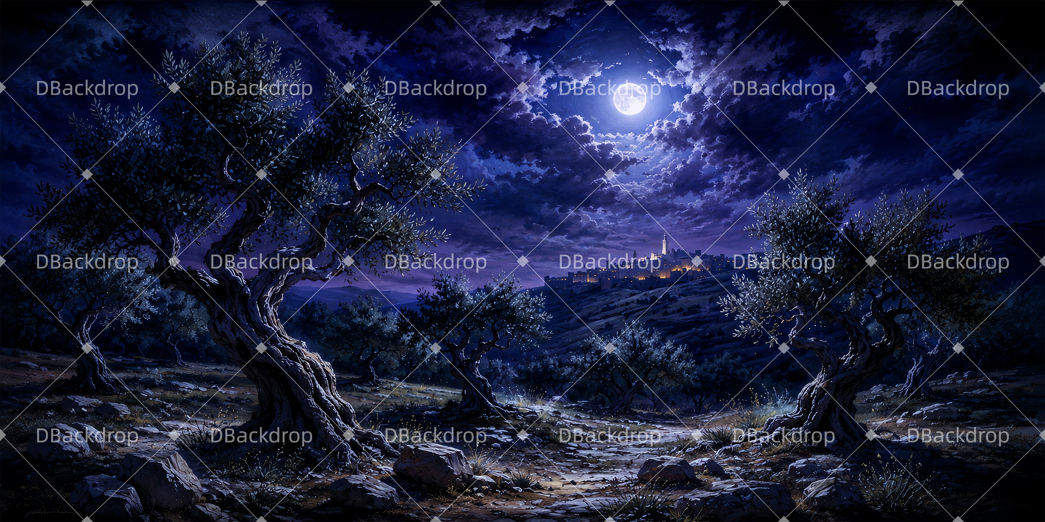 Professional Stage Backdrops Moonlit Grove Scenic Backdrops UK ZTT65-T25