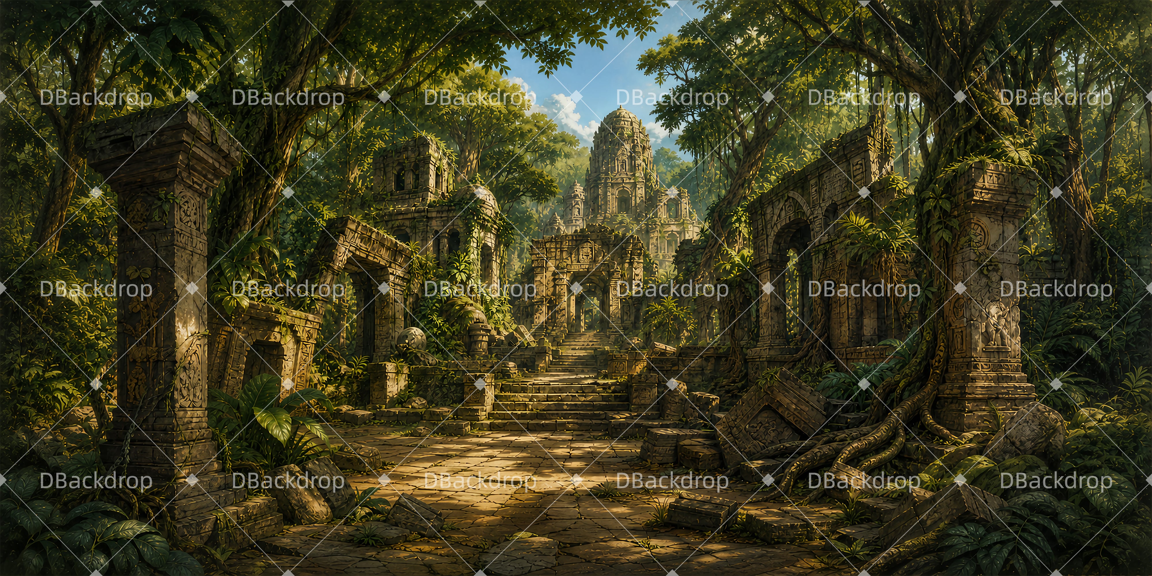 Movie Theater Backdrop Jungle Ruins Stage Backdrop Ideas UK ZTT65-T33