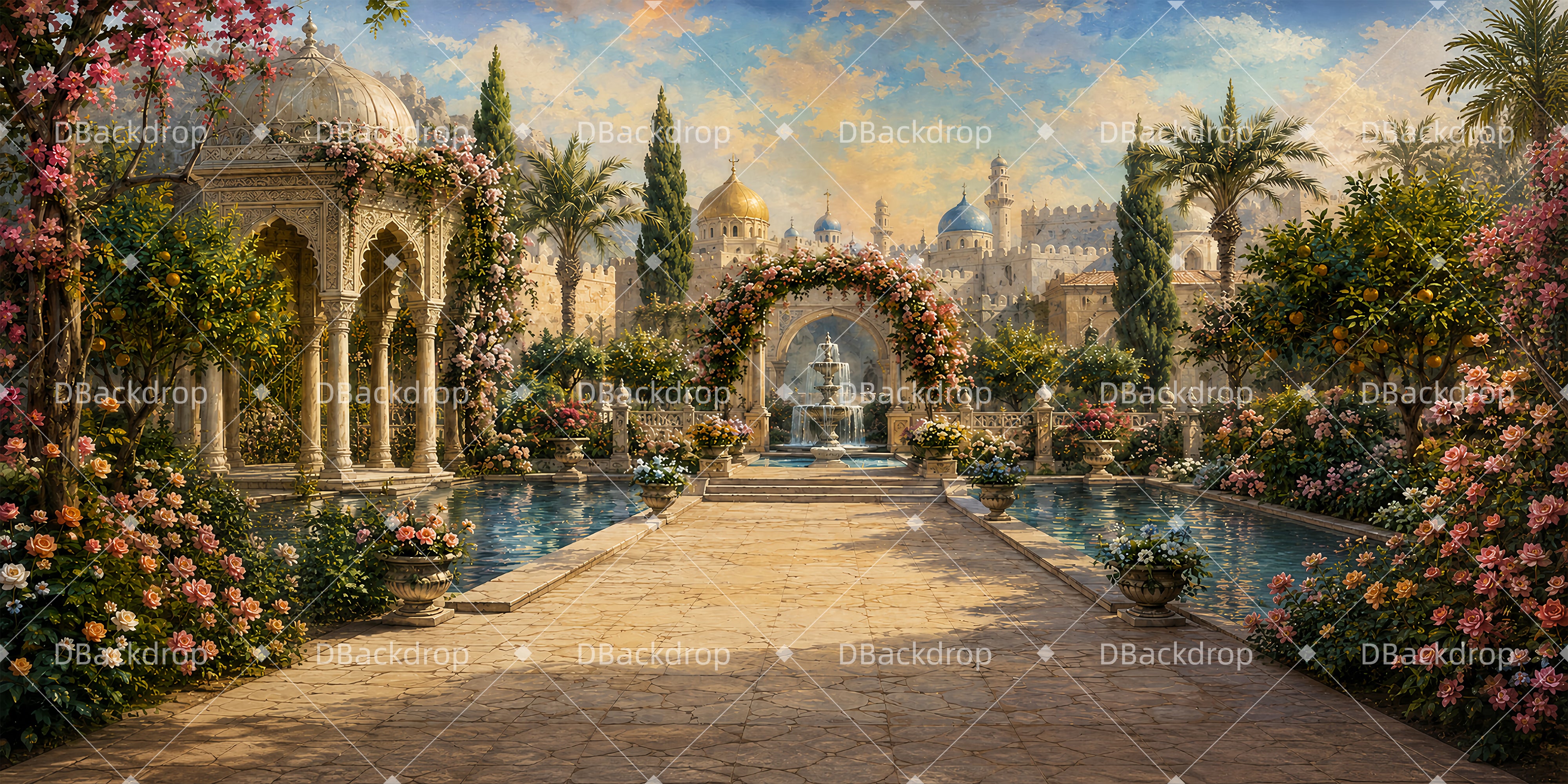 Backdrop For Theater Play Palace Courtyard Stage Backdrops UK ZTT65-T41