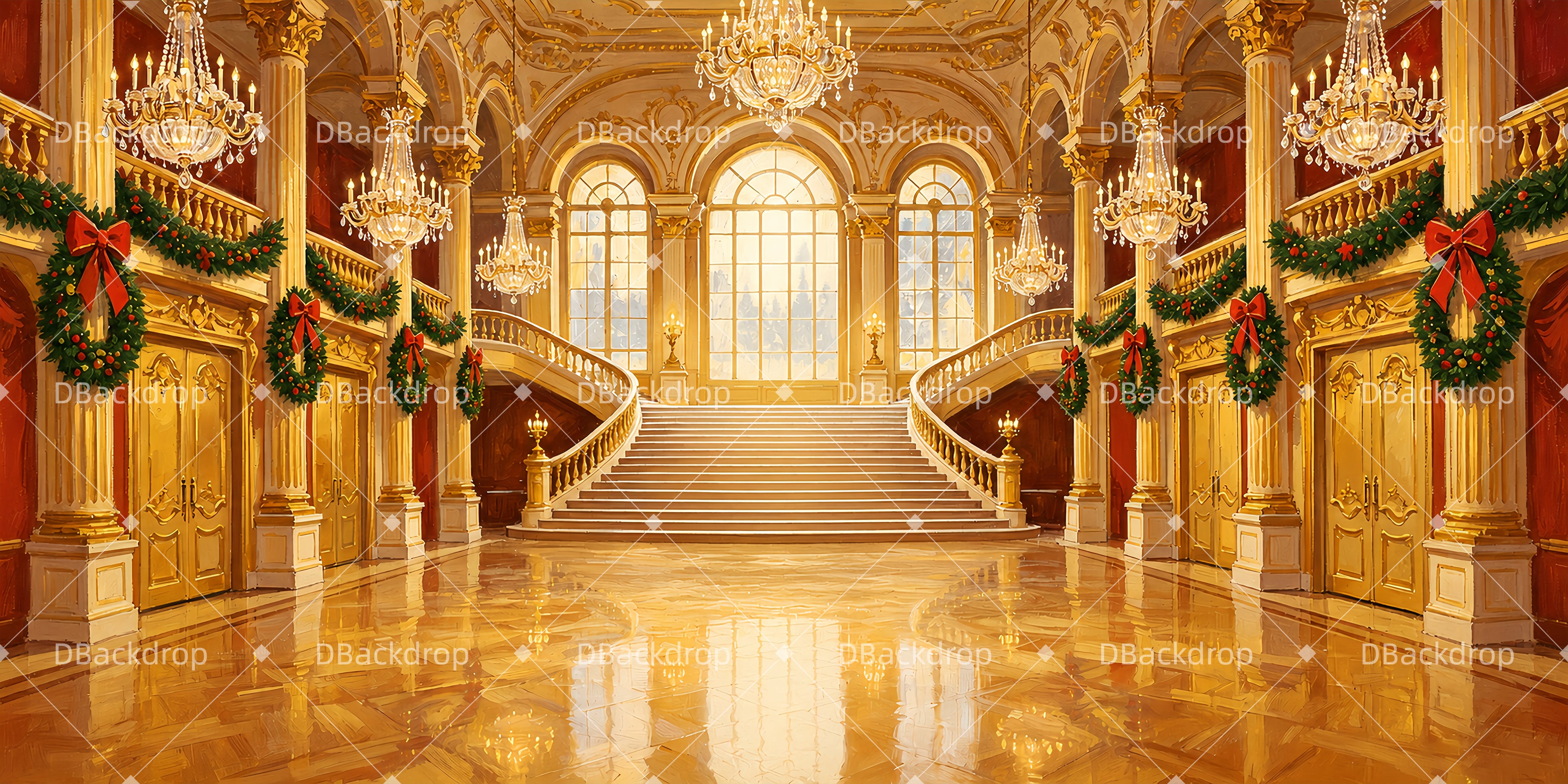 School Dance Backdrop Royal Ballroom Christmas Stage Backdrops UK ZTT66-T113