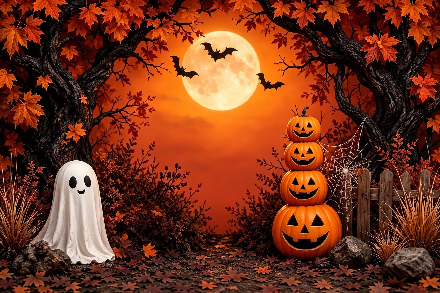DIY Halloween Photo Booth Backdrop Autumn Ghost Pumpkin Forest 10x10 Halloween Backdrop UK ZTT67-11