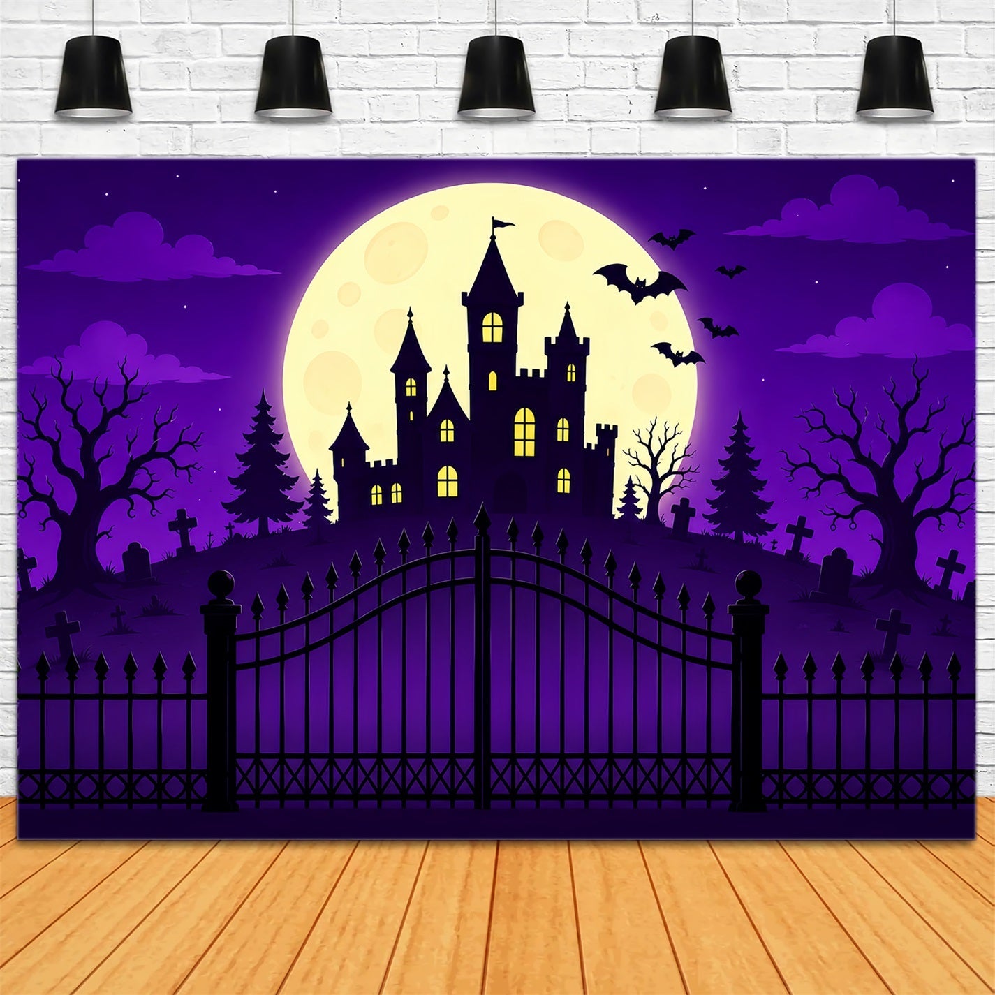 Halloween Backdrop Ideas DIY Purple Moon Castle Gateway Purple Halloween Backdrop UK ZTT67-14