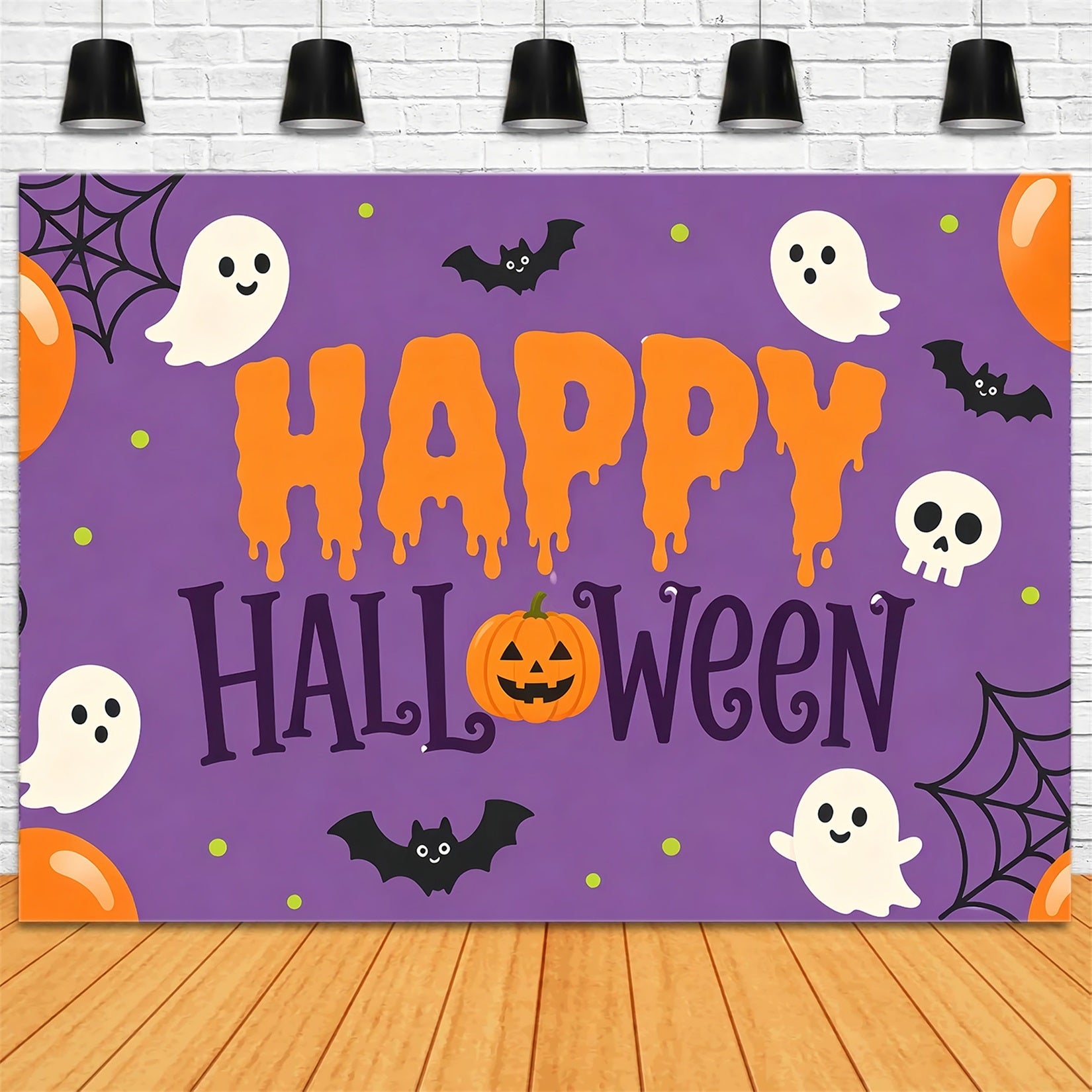 Simple Halloween Backdrop Cute Ghost Balloon Party Extra Large Halloween Backdrop UK ZTT67-18