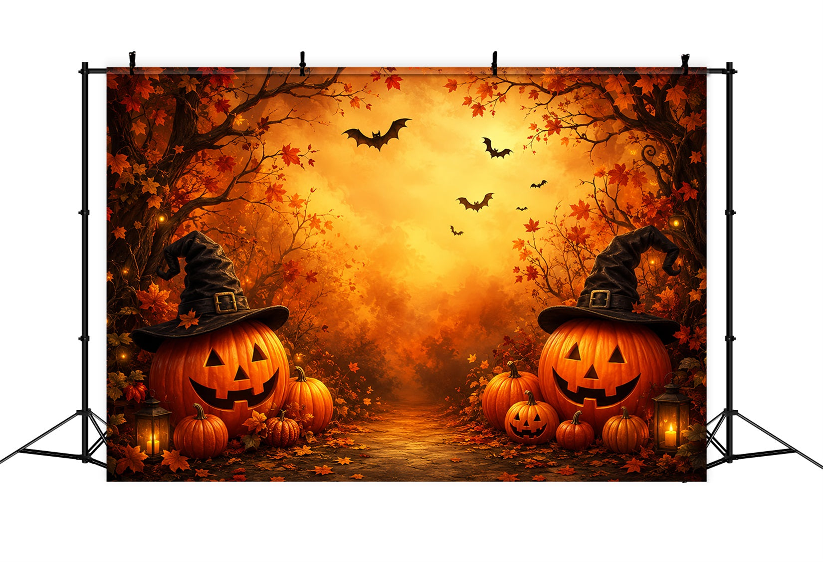 Halloween Theme Backdrop Witch Hat Pumpkin Forest Halloween Backdrop For Photos UK ZTT67-24