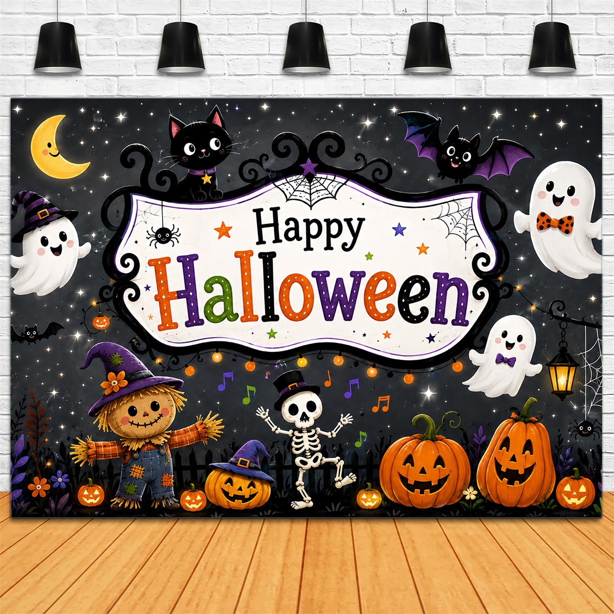 Cute Halloween Backdrops Cute Ghost Skeleton Party Halloween Backdrops Scene Setters UK ZTT67-26
