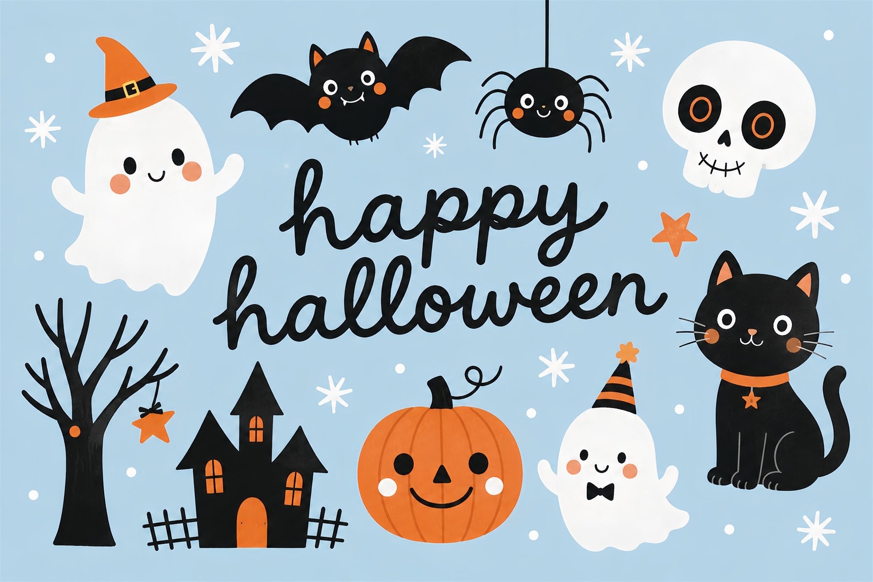 Cute Halloween Photo Backdrop Cute Ghost Cat Pumpkin Backdrop Halloween UK ZTT67-33