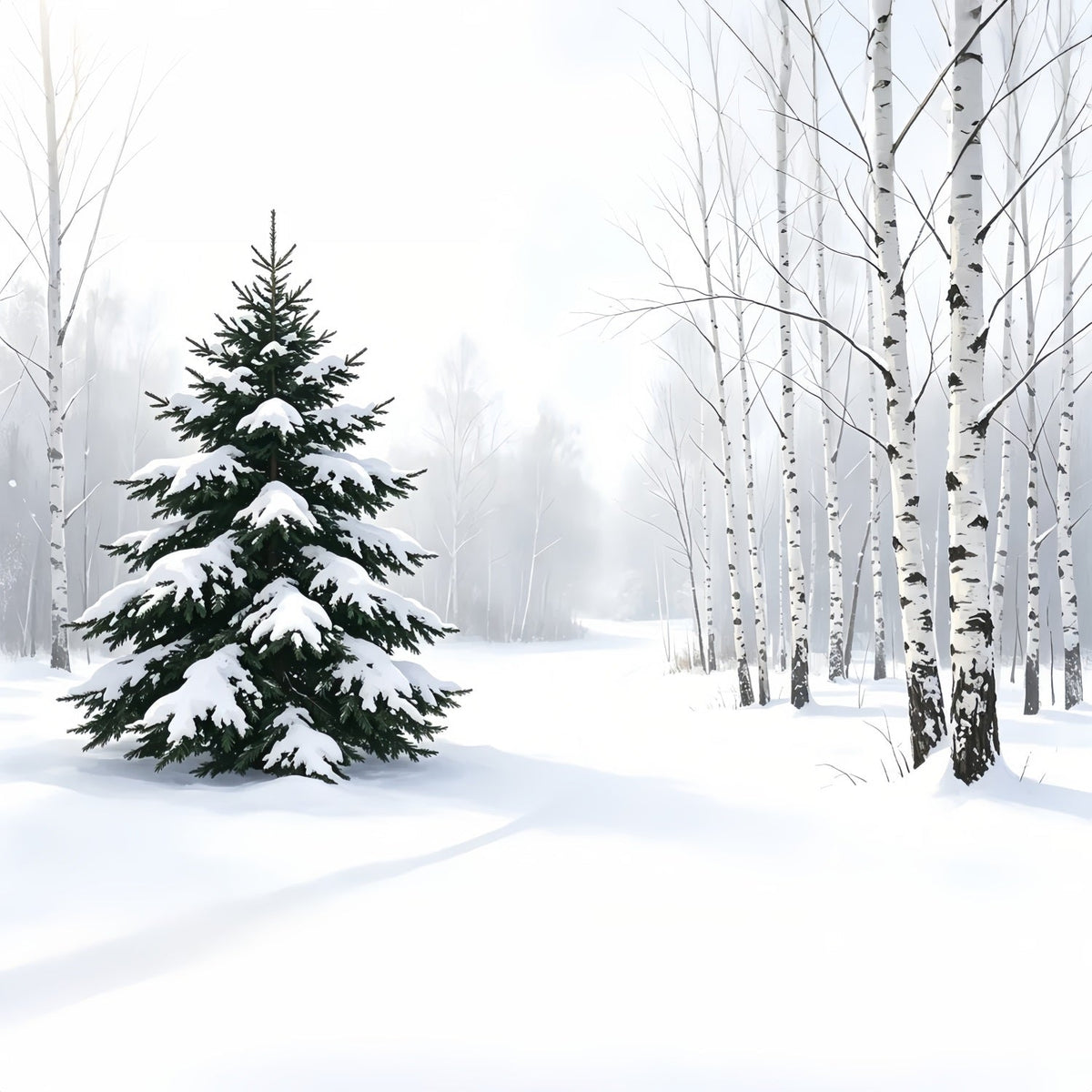Snowy Christmas Backdrop Winter Pine Forest Christmas Muslin BackdropUK ZTT69-40