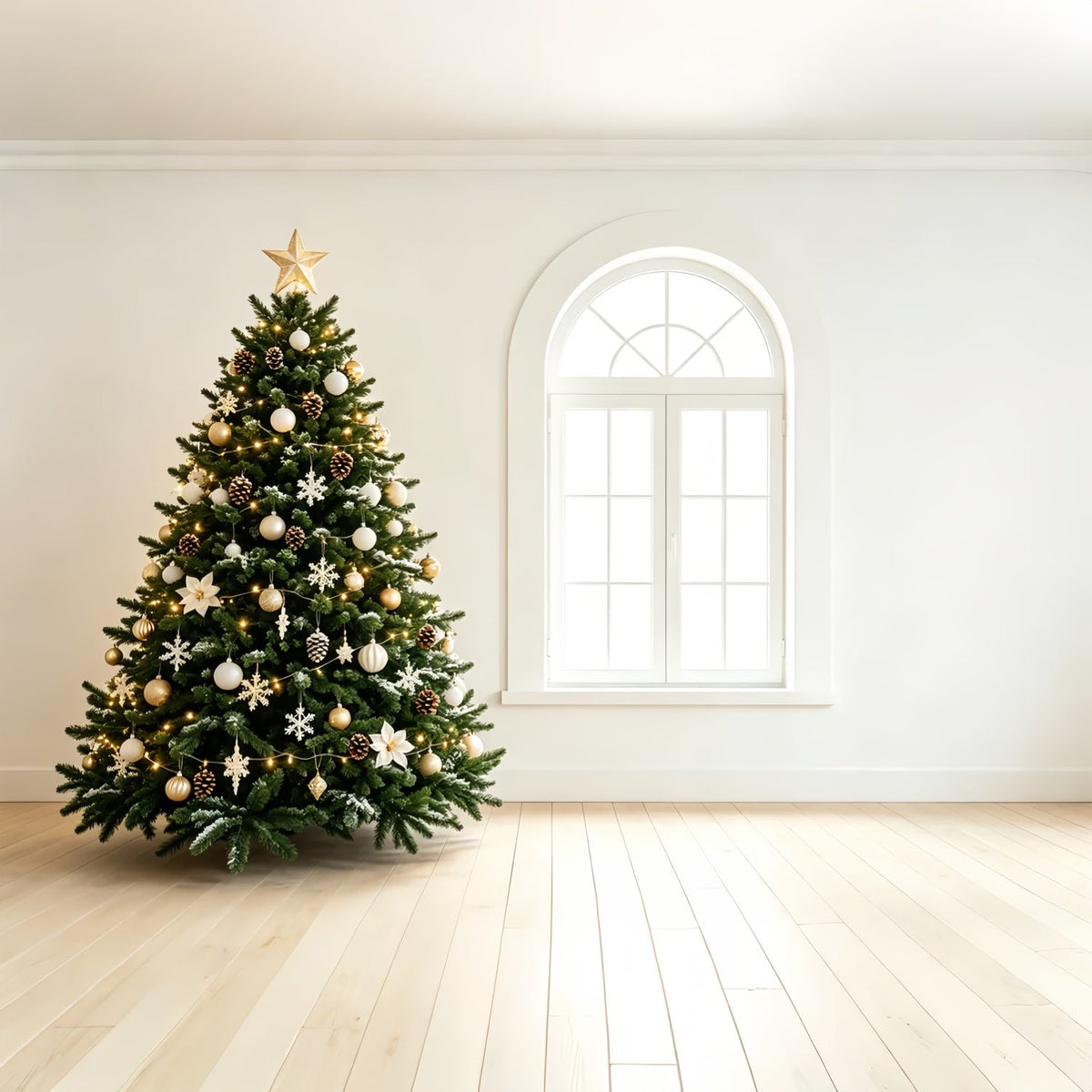Simple Christmas Backdrop Elegant Tree Window Interior Professional Christmas BackdropUK ZTT69-43