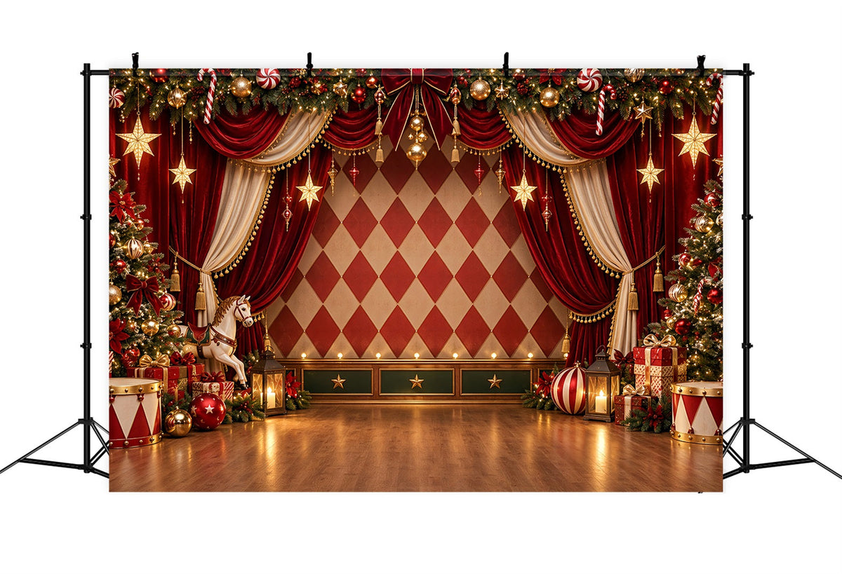Christmas Backdrops For Photos Velvet Curtain Carousel Stage Christmas Photo Backdrops UK ZTT69-54