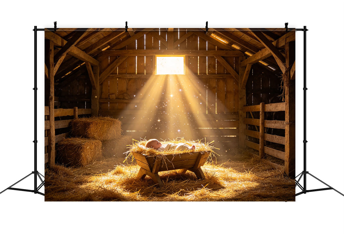 Nativity Scene Backdrop Golden Manger Baby Glow Nativity Backdrop UK ZTT69-58