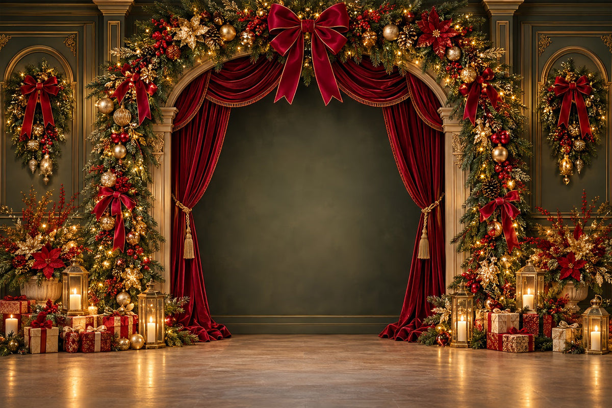 Christmas Stage Backdrops Velvet Garland Arch Display Christmas Party Backdrop UK ZTT69-73