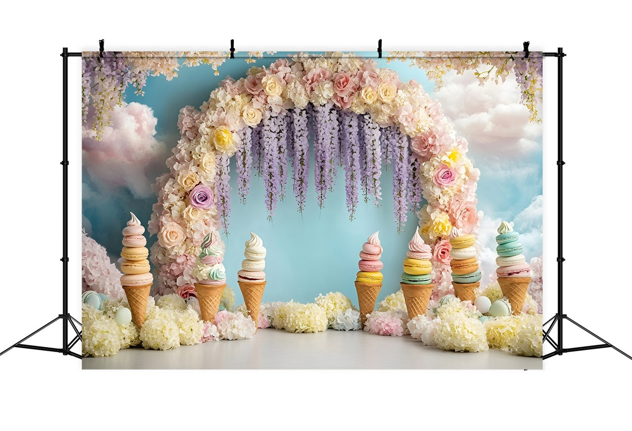Summer Photo Backdrop Ice Cream Floral Arch Backdrop UK ZXY3-12