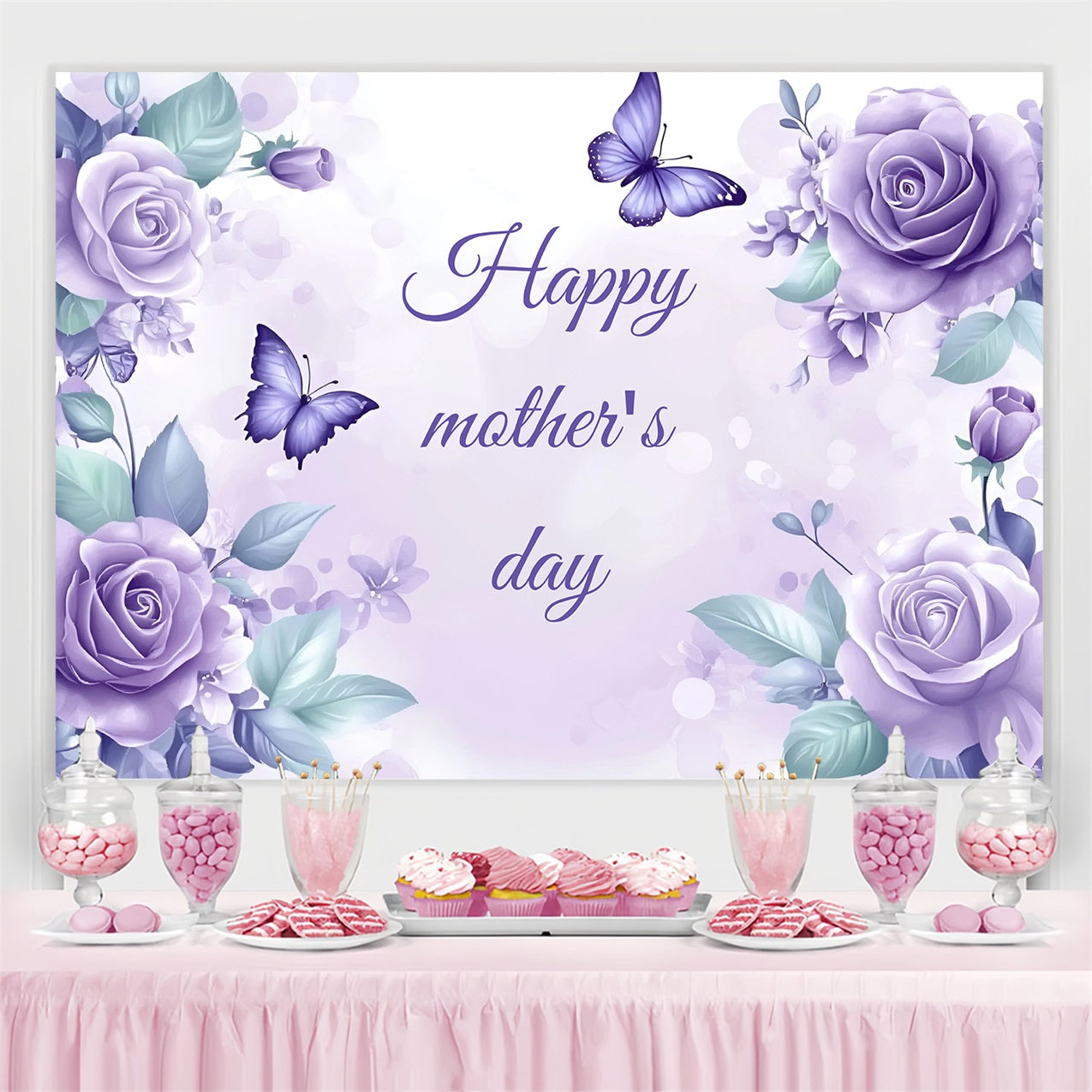 Mothers Day Backdrops Purple Floral Whispers Personalised Backdrop UK ZXY3-2