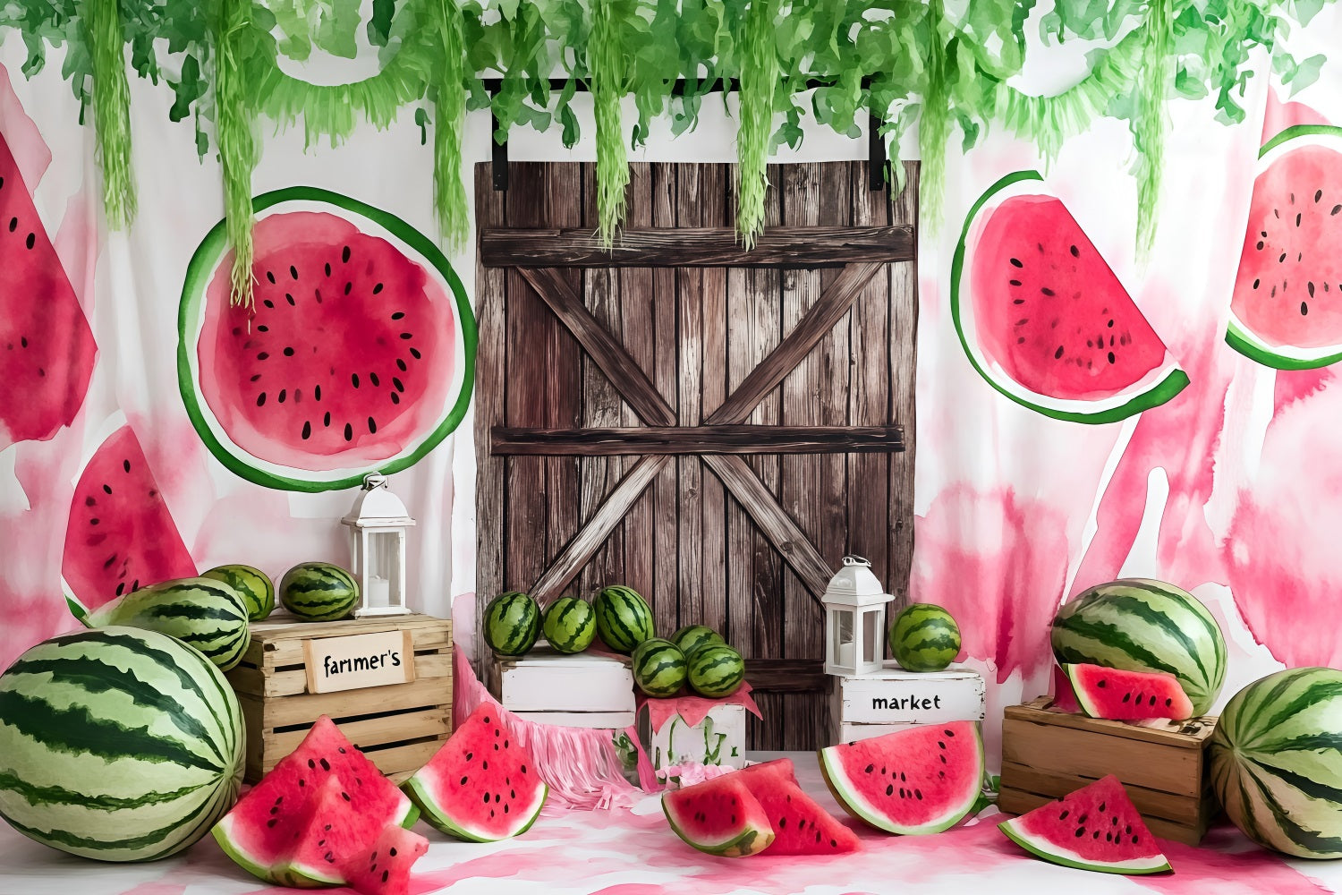Watermelon Photo Backdrop Patch Barn Style Summer Backdrop UK ZXY3-22