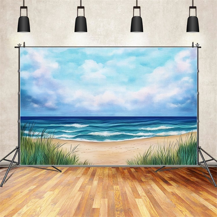 Beach Scene Backdrop Painted Ocean Horizon Summer Backdrop UK ZXY3-27