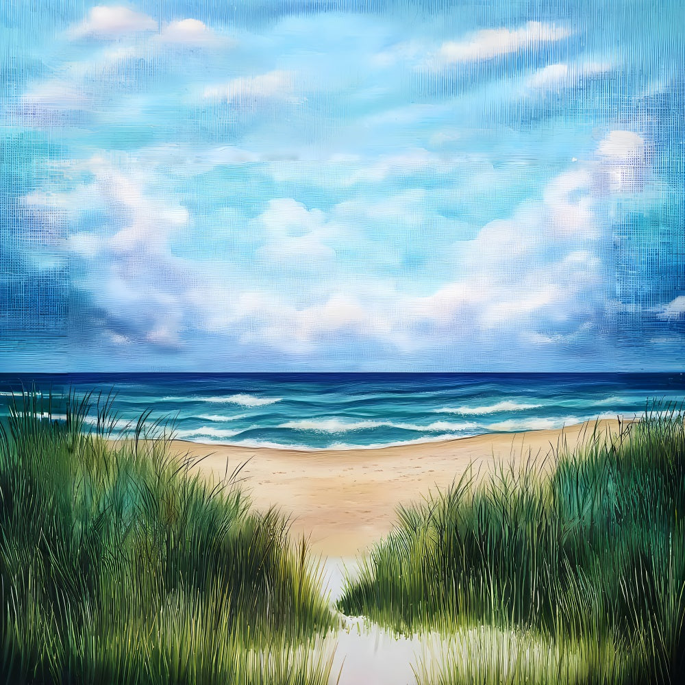 Beach Scene Backdrop Painted Ocean Horizon Summer Backdrop UK ZXY3-27