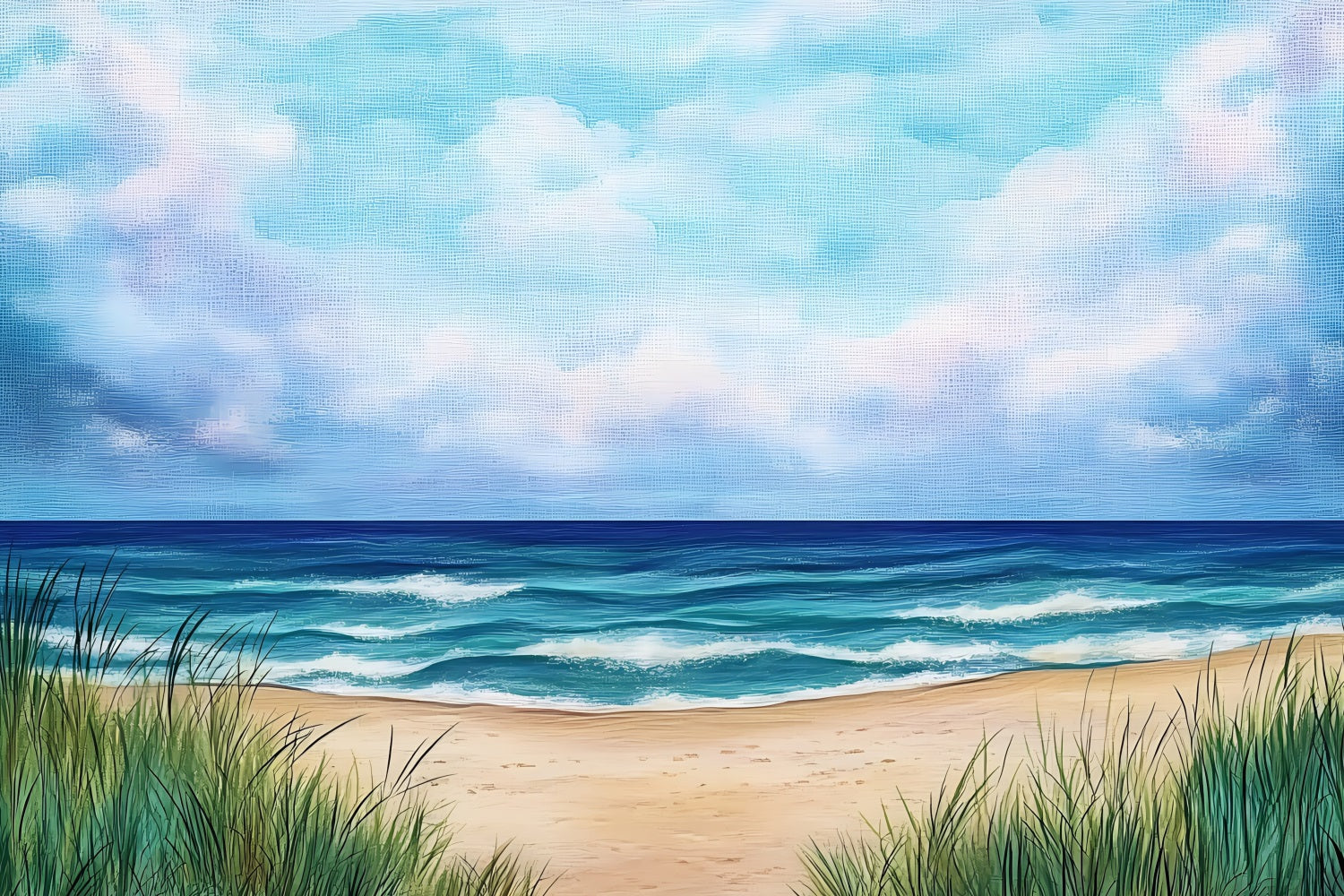 Beach Scene Backdrop Painted Ocean Horizon Summer Backdrop UK ZXY3-27