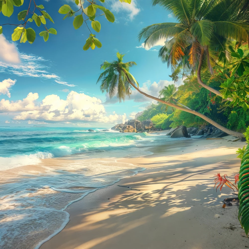 Beach Photo Backdrop Palm Sandy Shore Summer Backdrop UK ZXY3-29
