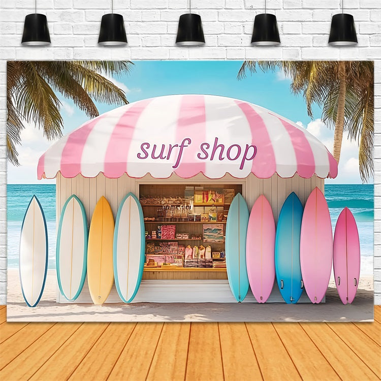 Summer Backdrop Colorful Surfboards Shack Beach Backdrop UK ZXY3-9