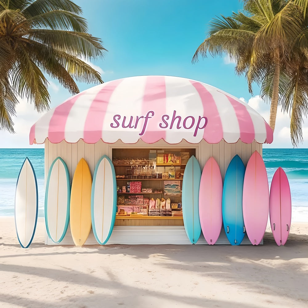 Summer Backdrop Colorful Surfboards Shack Beach Backdrop UK ZXY3-9