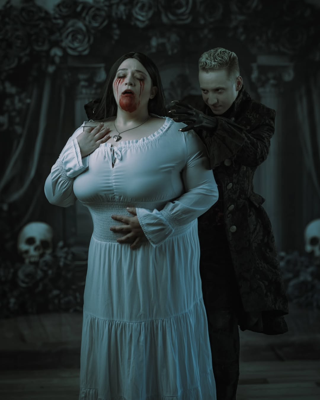 Halloween Black Rose Retro Wall Curtain Backdrop UK RR8-381