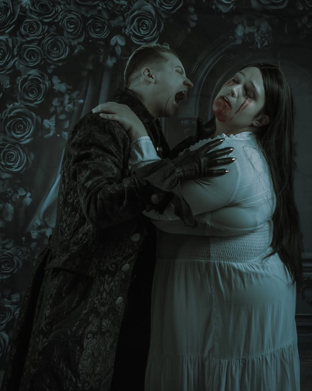 Halloween Black Rose Retro Wall Curtain Backdrop UK RR8-381