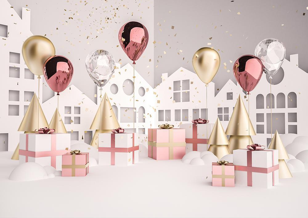 Balloon Christmas Gifts Backdrops for Party Pictures DBD-19298