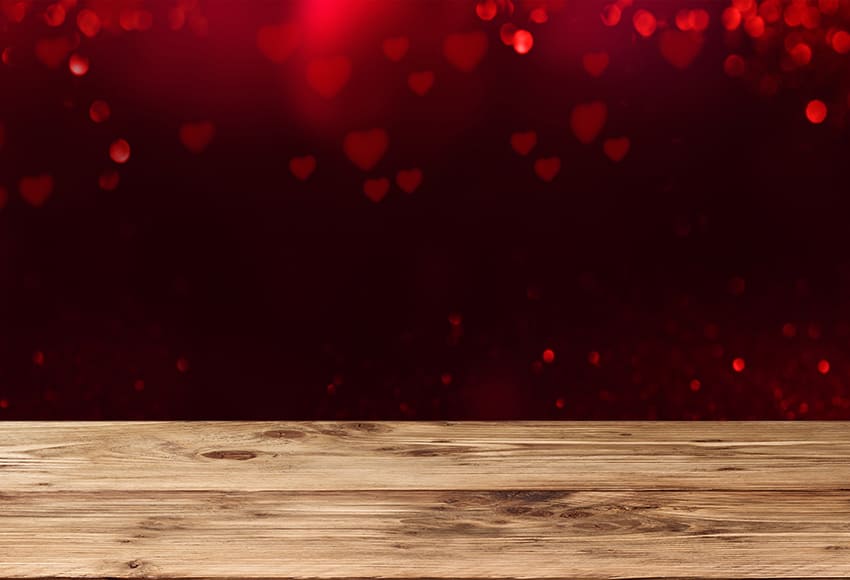Valentine's Day Red Love Heart Wood Backdrop