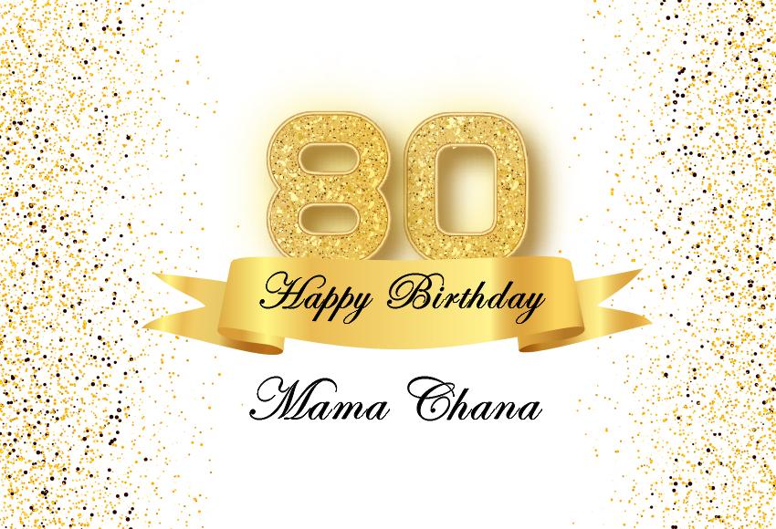 Personized 80th Birthday Gold Banner Photo Booth Backdrop D601