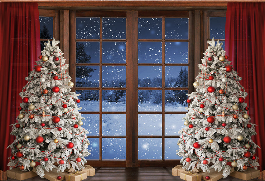 Christmas Winter Snow Window Backdrop for Photography