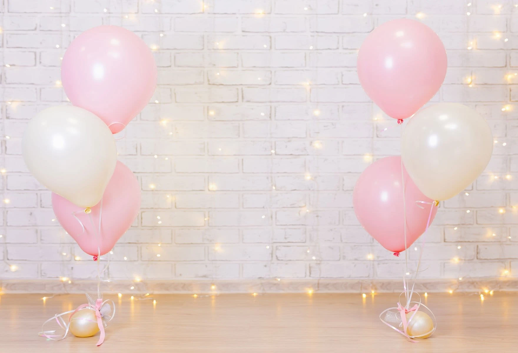 White Brick Wall Lights Balloons Photo Studio Backdrop G-62
