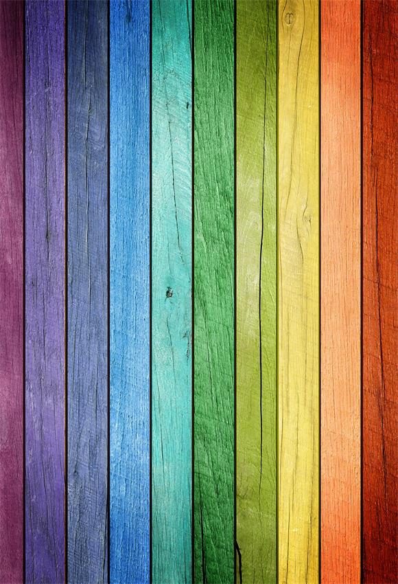 Rainbow Wood Backdrop UK for Party Photography G-411