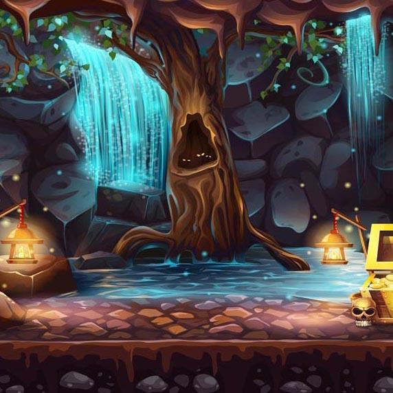Night Forest Cartoon Fairytale Photography Backdrop UK G-608