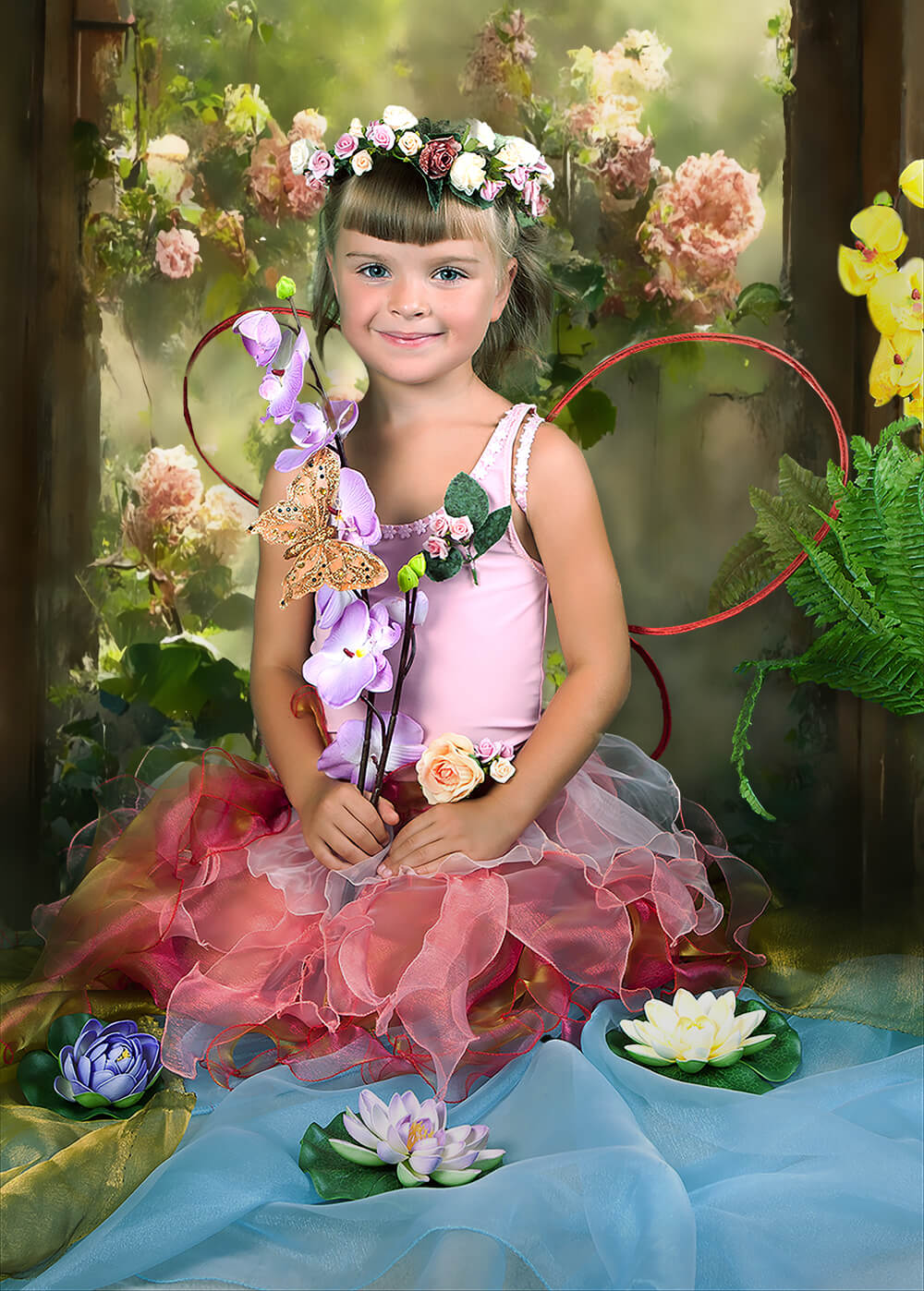 Oil Painted Fantasy Flower Wall Door Backdrop UK M-29