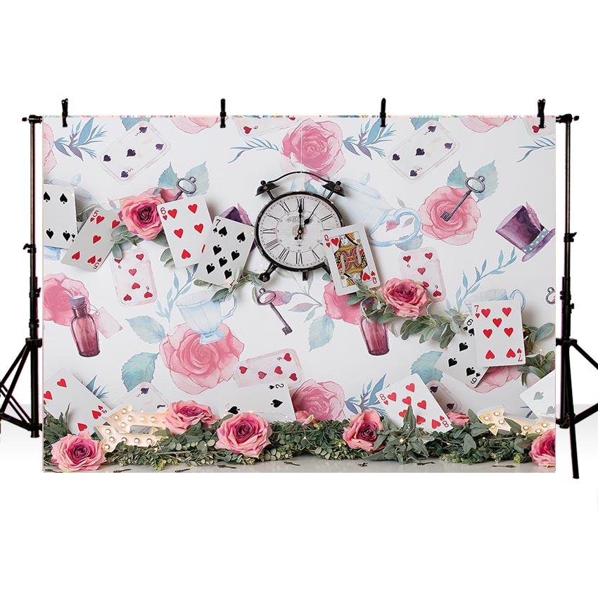 Floral Playing Card Photo Studio Backdrop for Children NB-187