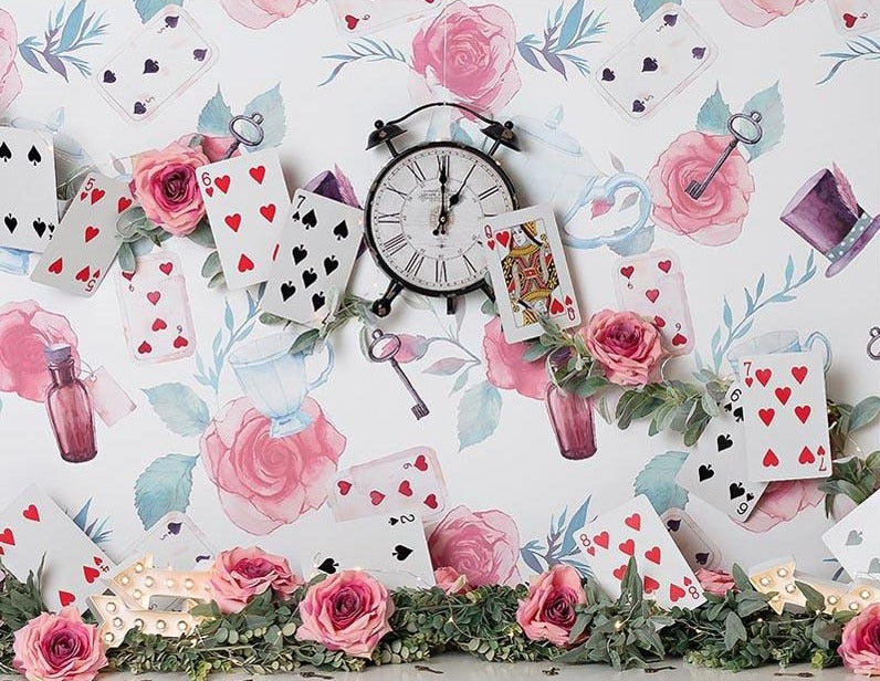 Floral Playing Card Photo Studio Backdrop for Children NB-187