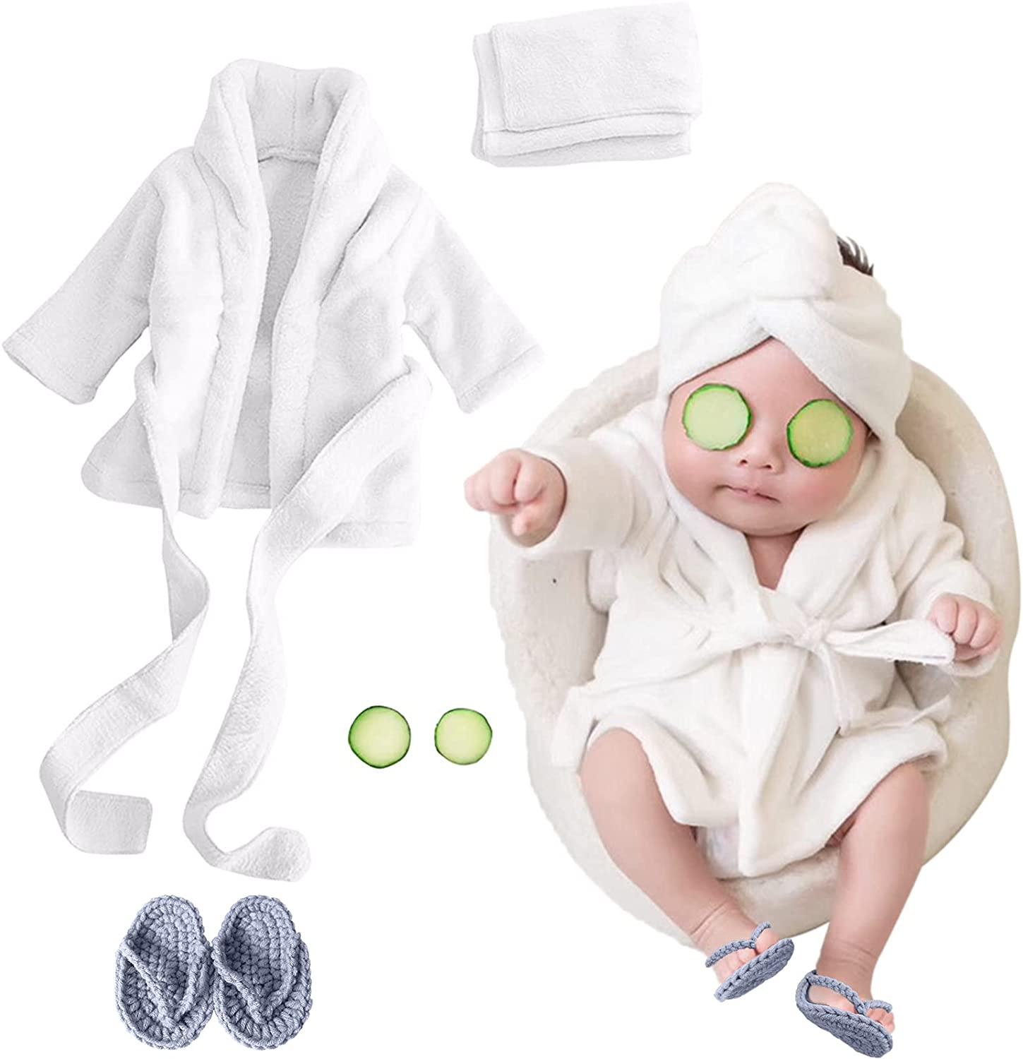 Newborn Bath Towel with Slippers Baby Photography Props