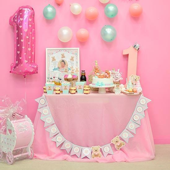 First Birthday Outfit Girl Backdrop UK for Photography S-3140