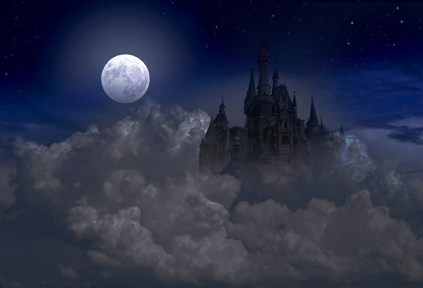 Ghost Castle Halloween Night Sky Backdrop for Photography