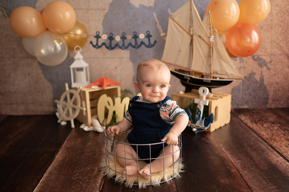 Retro Map Back To School Backdrop for Photography SH-744