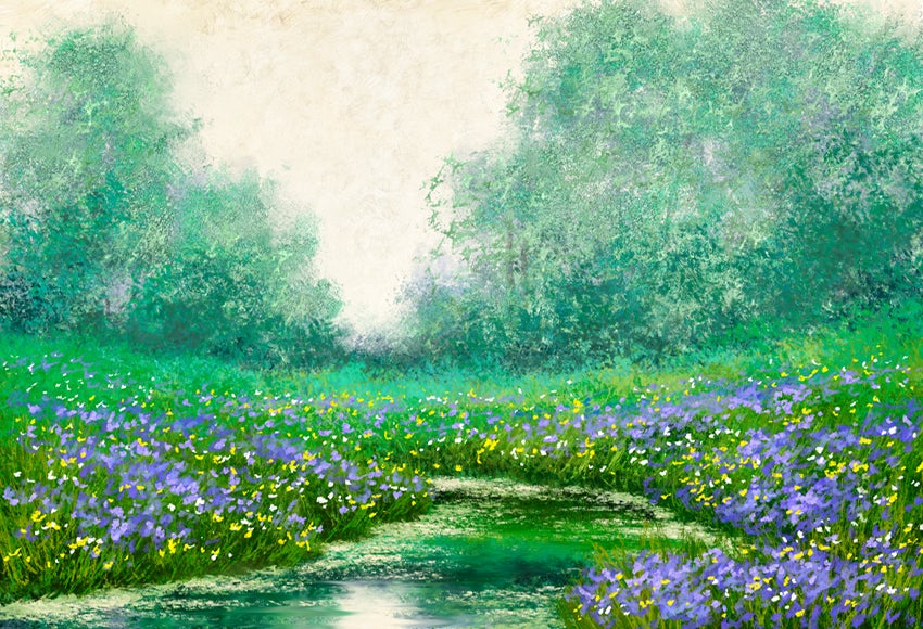 Green Spring Tree  River Forest  Backdrop for Photo Shoot