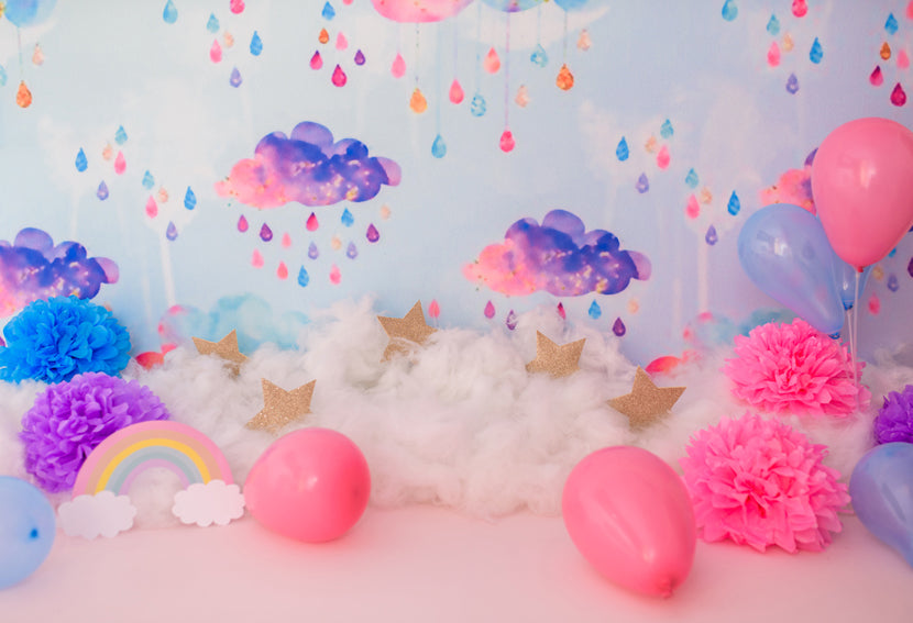 Rain Drop Balloons Children Backdrop for Shoots