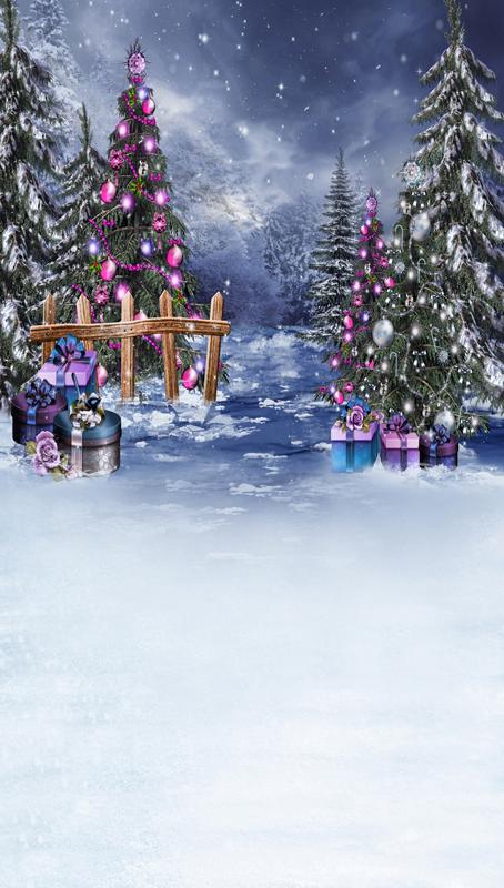 Purple Christmas Lights Tree Gift Photography backdrop UK ST-459
