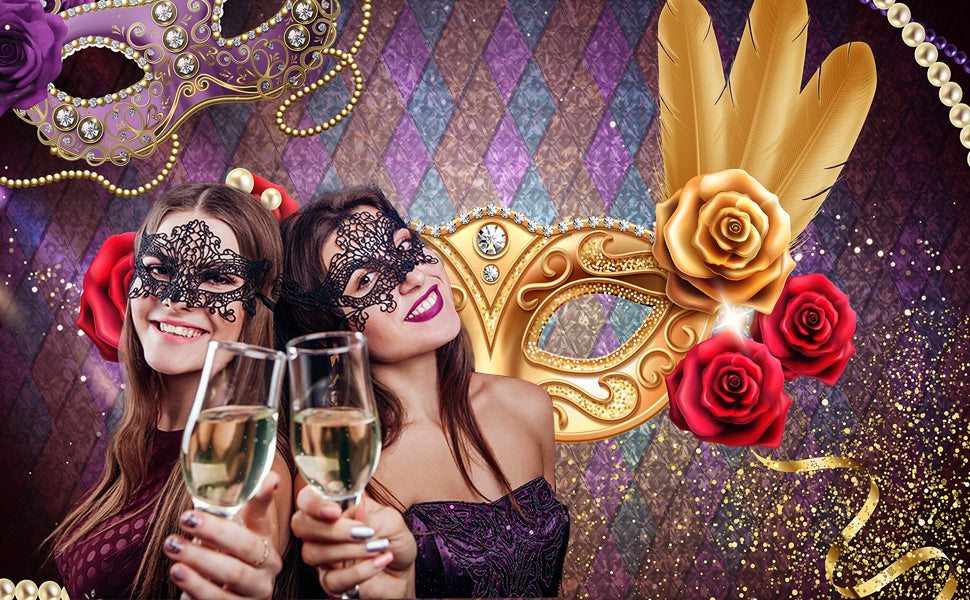 Sparkling Mardi Gras Party Photography Backdrop TKH1544