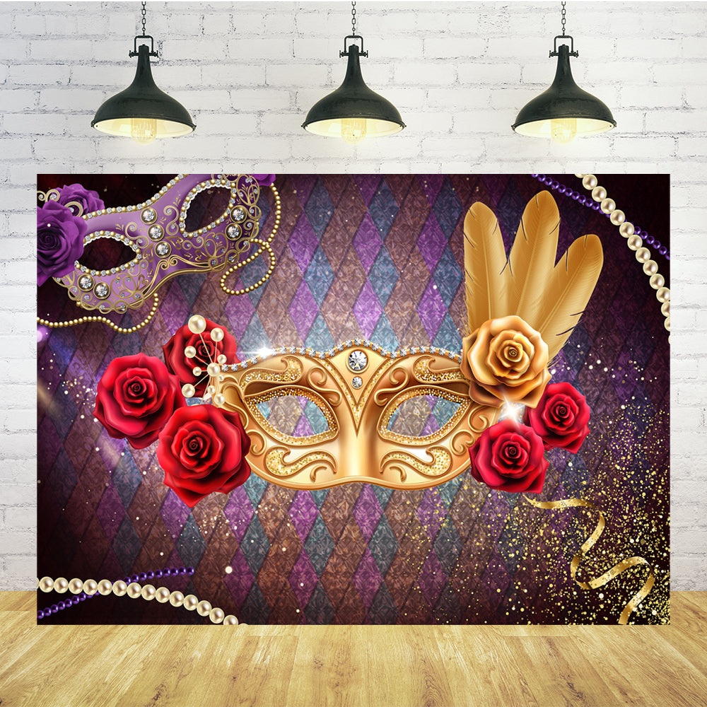 Sparkling Mardi Gras Party Photography Backdrop TKH1544