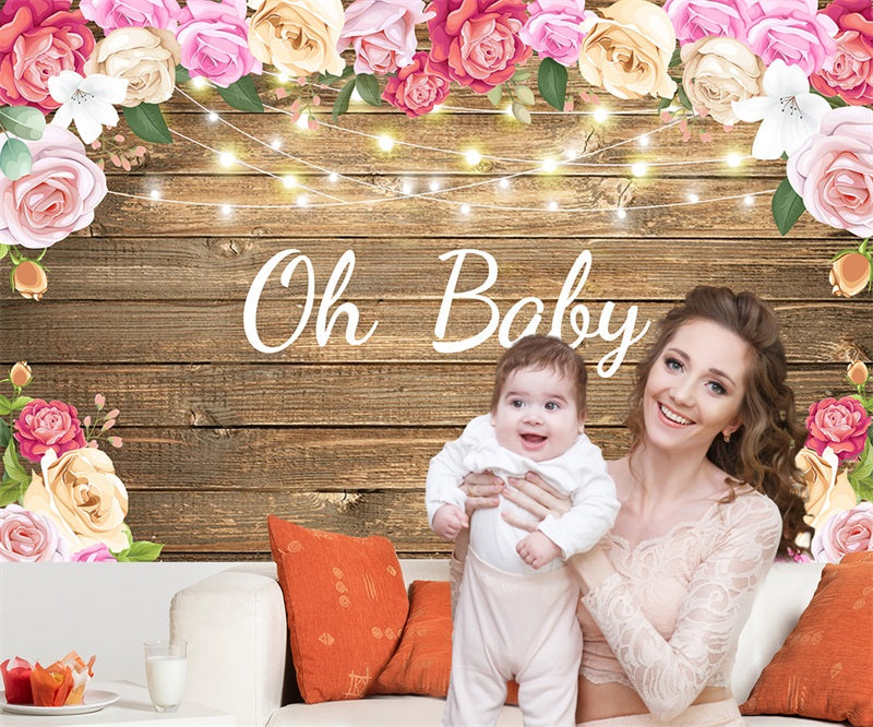 Rustic Wood Baby Shower Banner Decorations for Girls and Boys TKH1595