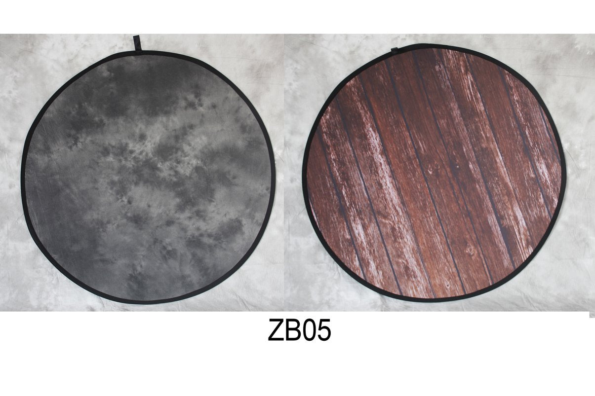 Round Black Abstract Texture/Wood Collapsible Double-sided Backdrop 5x5ft(1.5x1.5m) ZB05