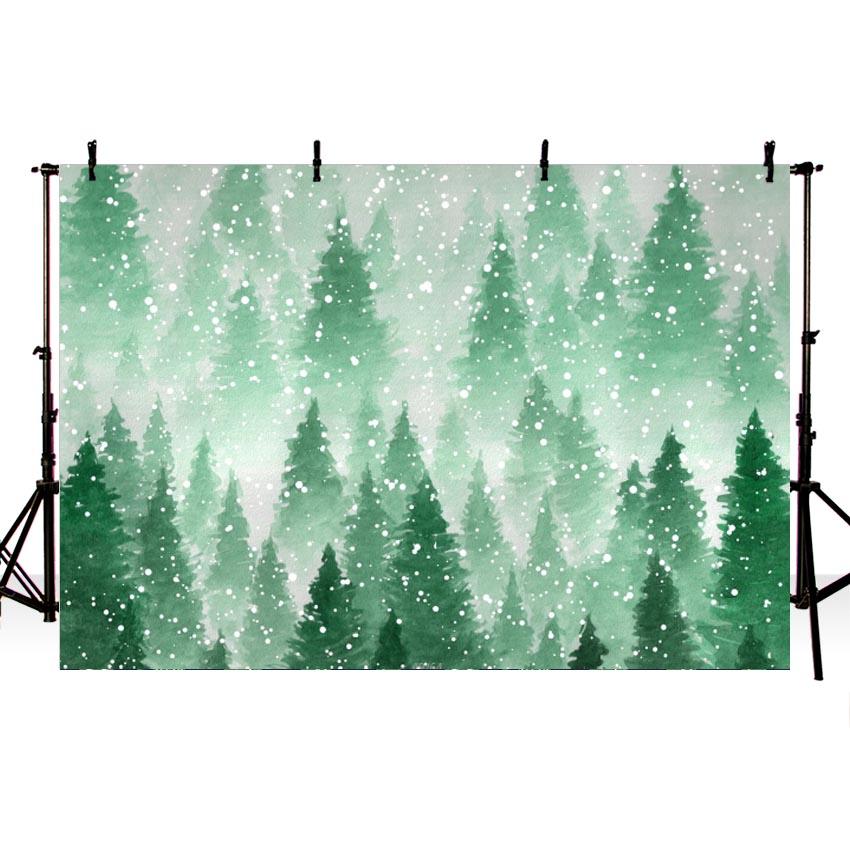 Fir Trees backdrop UK Snow Background Baby Photography ZG-71