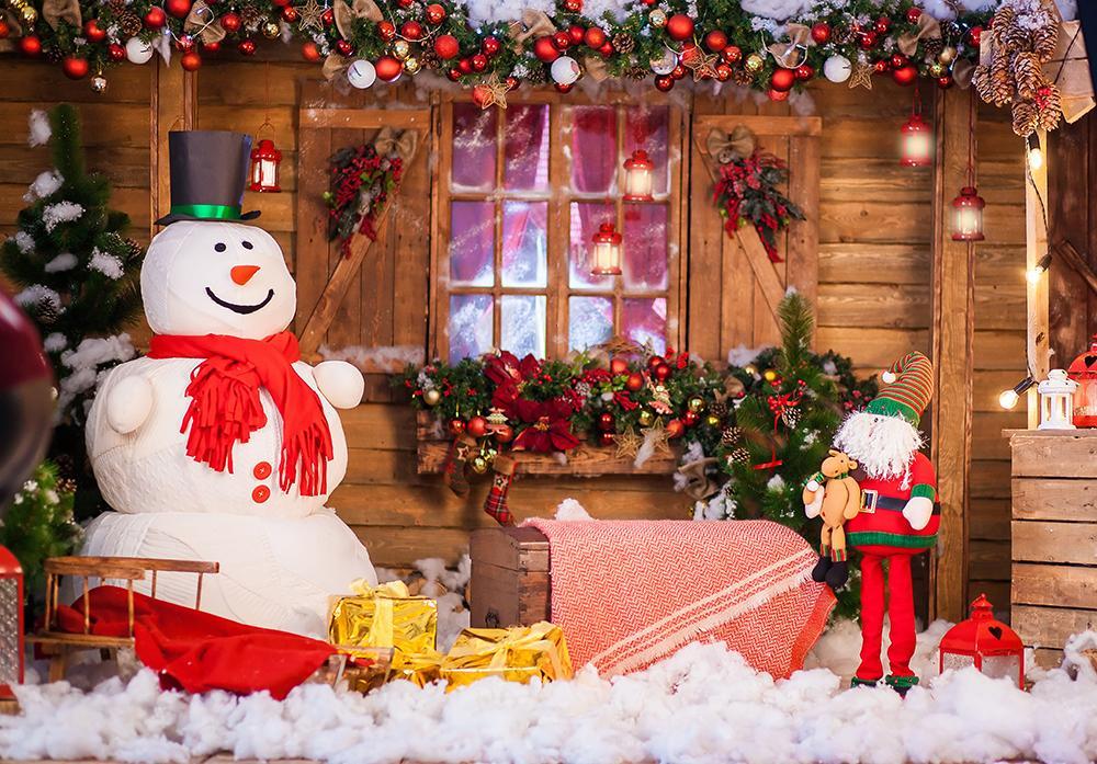 Christmas Winter Snowman Backdrop for Photography DBD-H19176