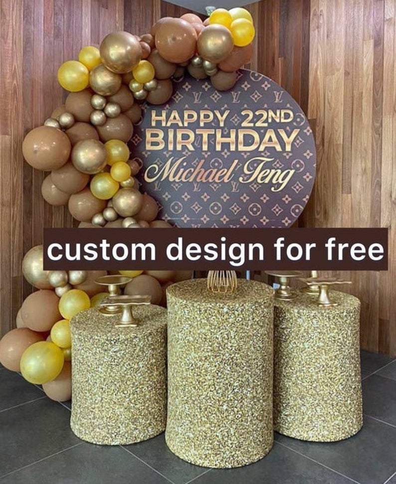 Custom Round Photography Backdrop Birthday Wedding Baby Shower Circle Backdrop UK TR-99